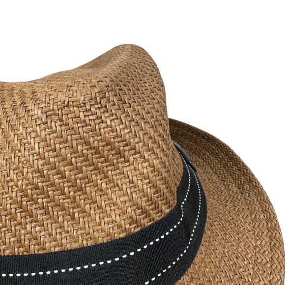 Peter Grimm Fedora Hat One Size Brown Black Striped Band 100% Paper Pork Pie Cap - Picture 8 of 8